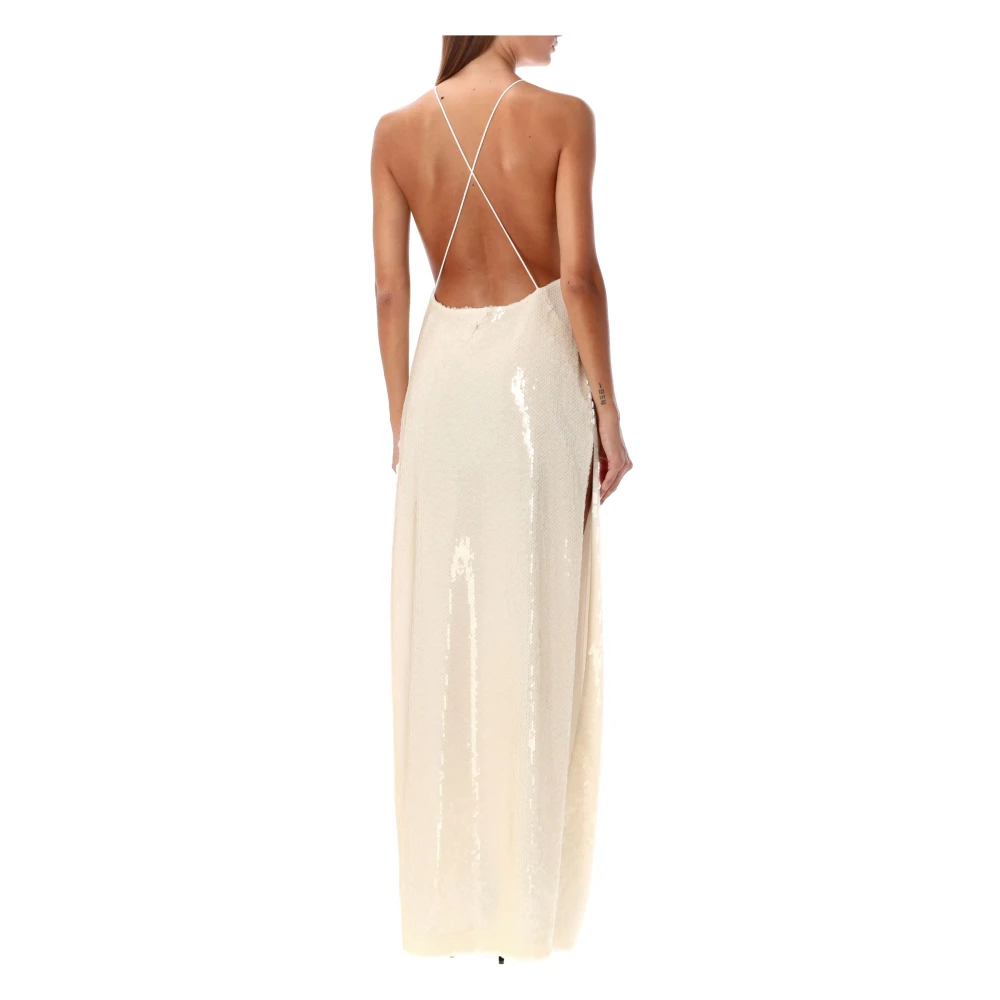 Magda Butrym Paillet Maxi Jurk Room Aw24 Beige Dames