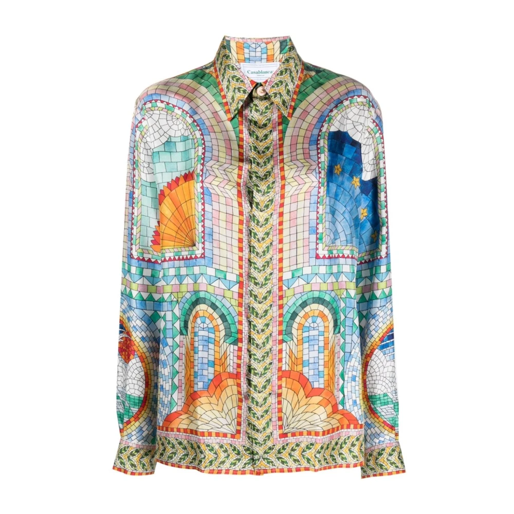 Casablanca Multicolor Mosaic De Damas Zijden Shirt Multicolor Dames