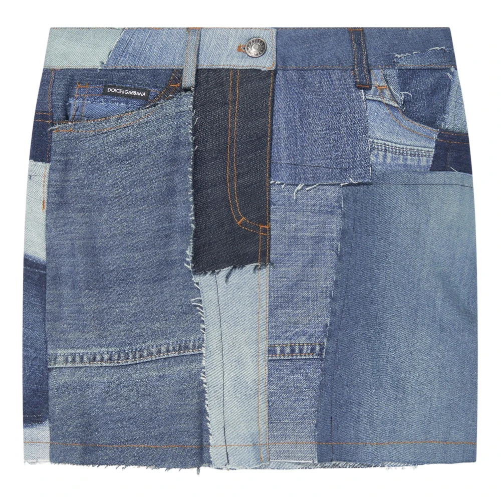 Dolce & Gabbana Girls Blue Denim Skirt In