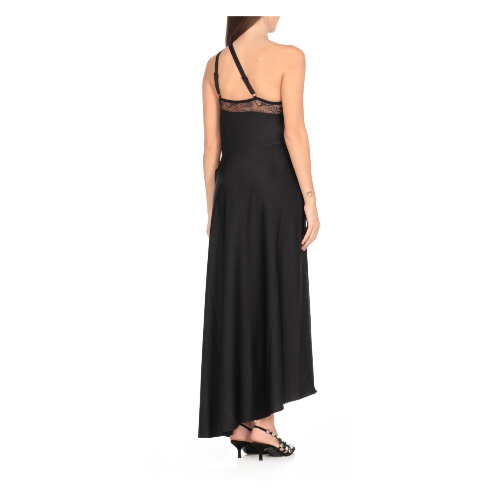 Coperni Zwarte one-shoulder jurk met kanten details Black Dames
