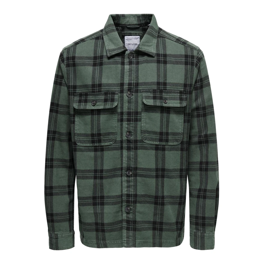 Only & Sons Geruit Casual Overhemd Oliver Green Heren