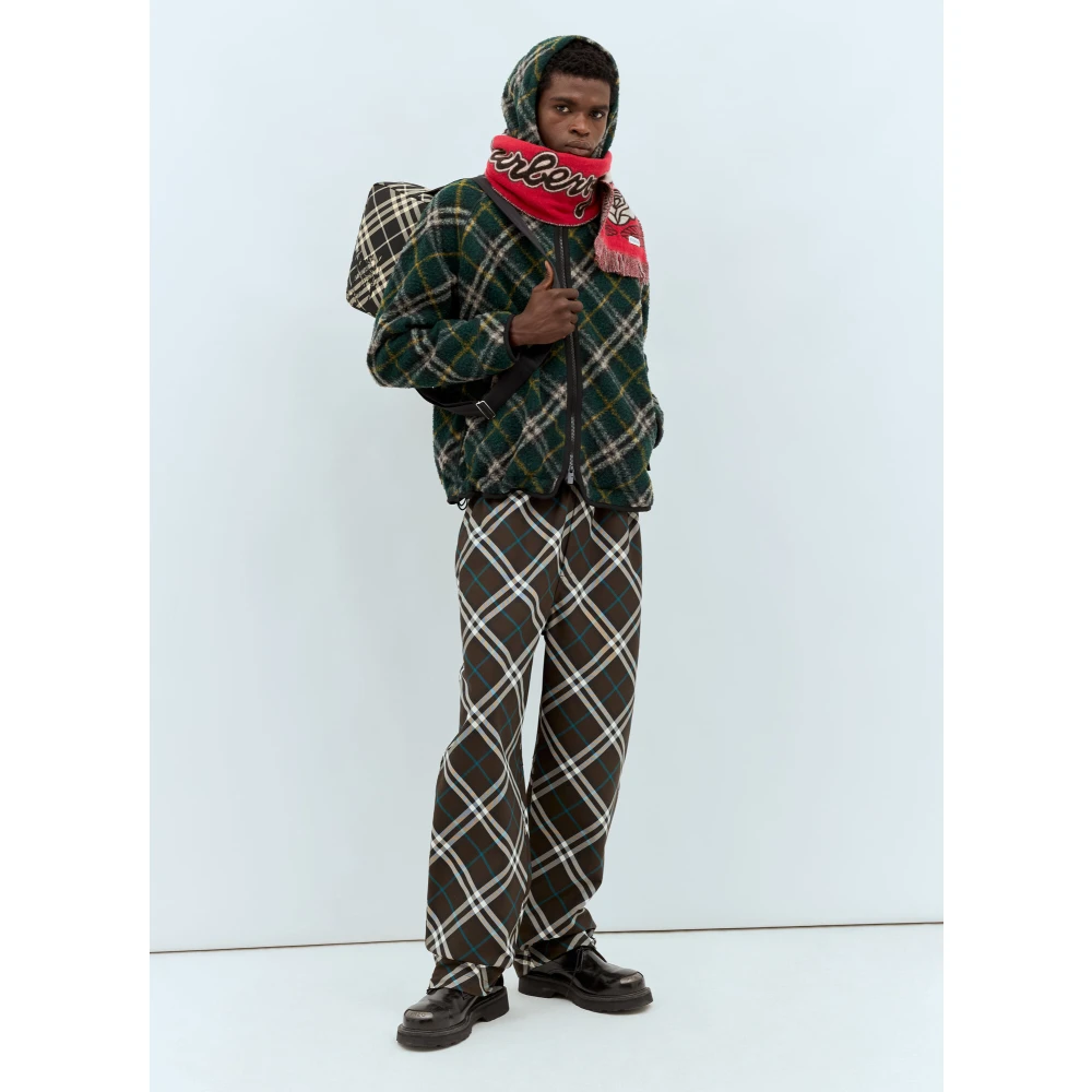 Burberry Geruite Fleece Hoodie Green Heren