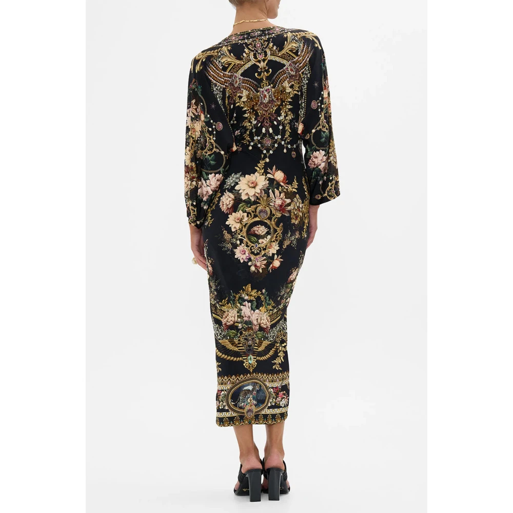 Camilla Zwarte Bloemen Twist Jurk Dynasty Daze Black Dames