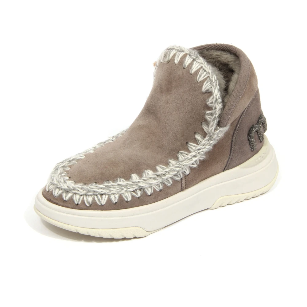 Mou Women's Gray Eskimo Jogger Glitter Logo Boots