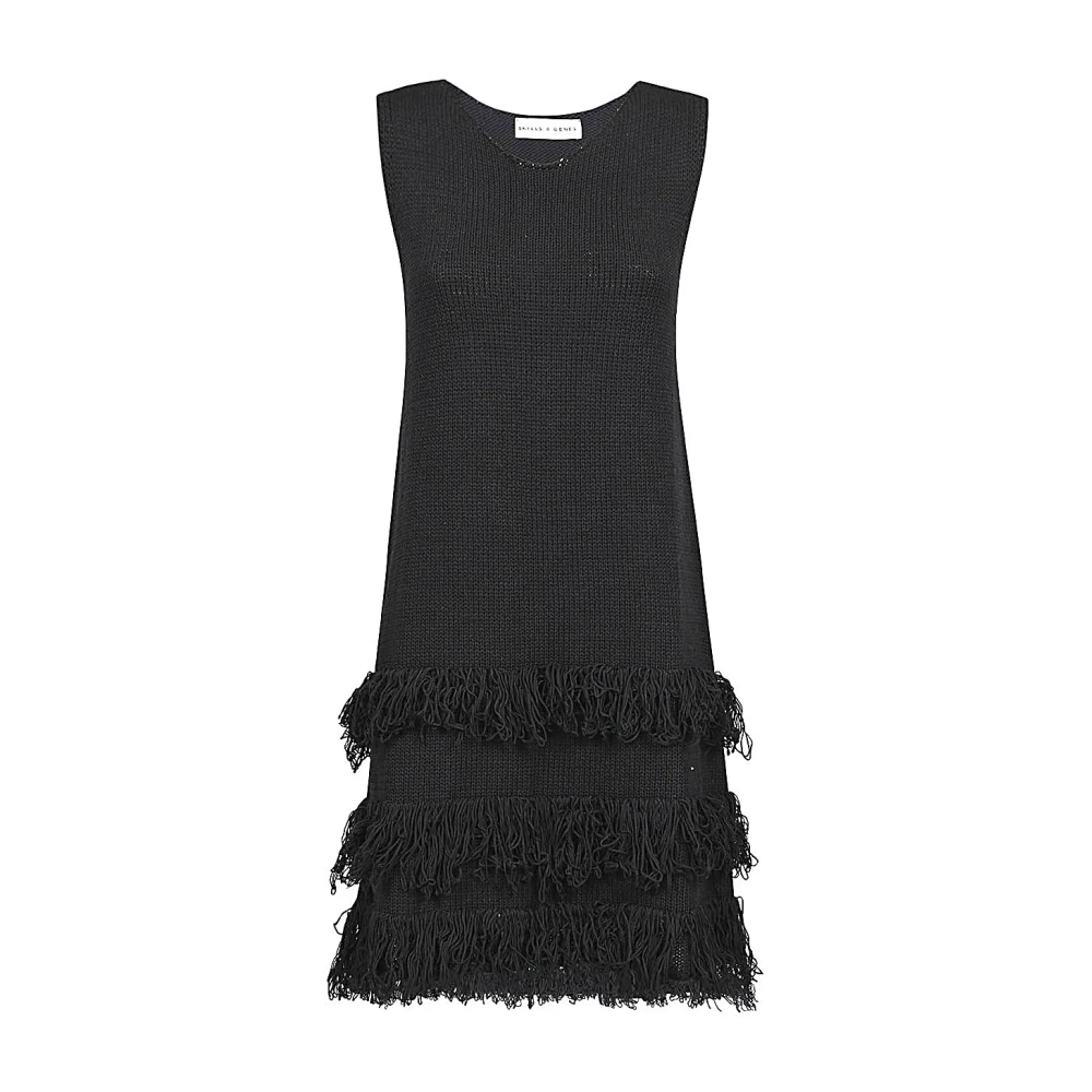 Skills & Genes Zwarte franje korte jurk Black Dames
