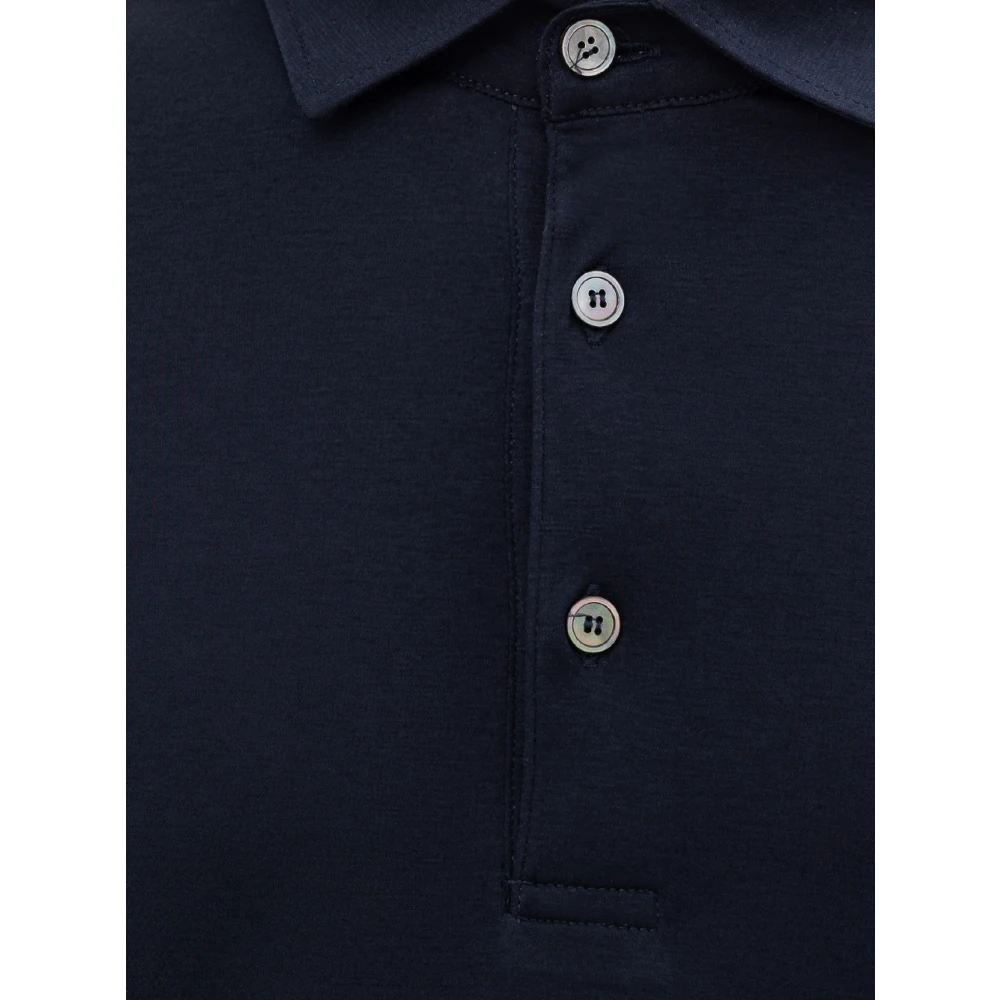 Corneliani Navy Polo Shirt met Lange Mouwen Blue Heren