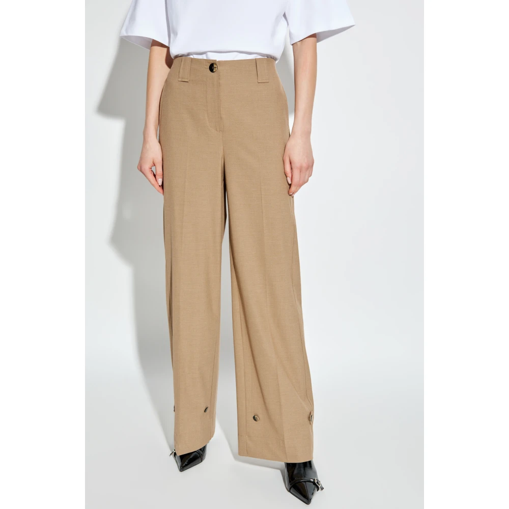 Ganni Gekreukelde broek Beige Dames