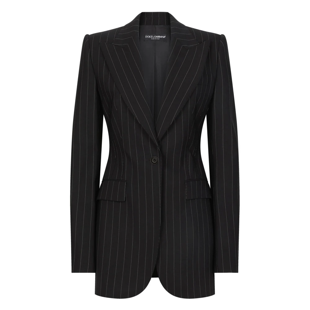Dolce & Gabbana Women's Black Blazers,, Striped Jacket Medium
