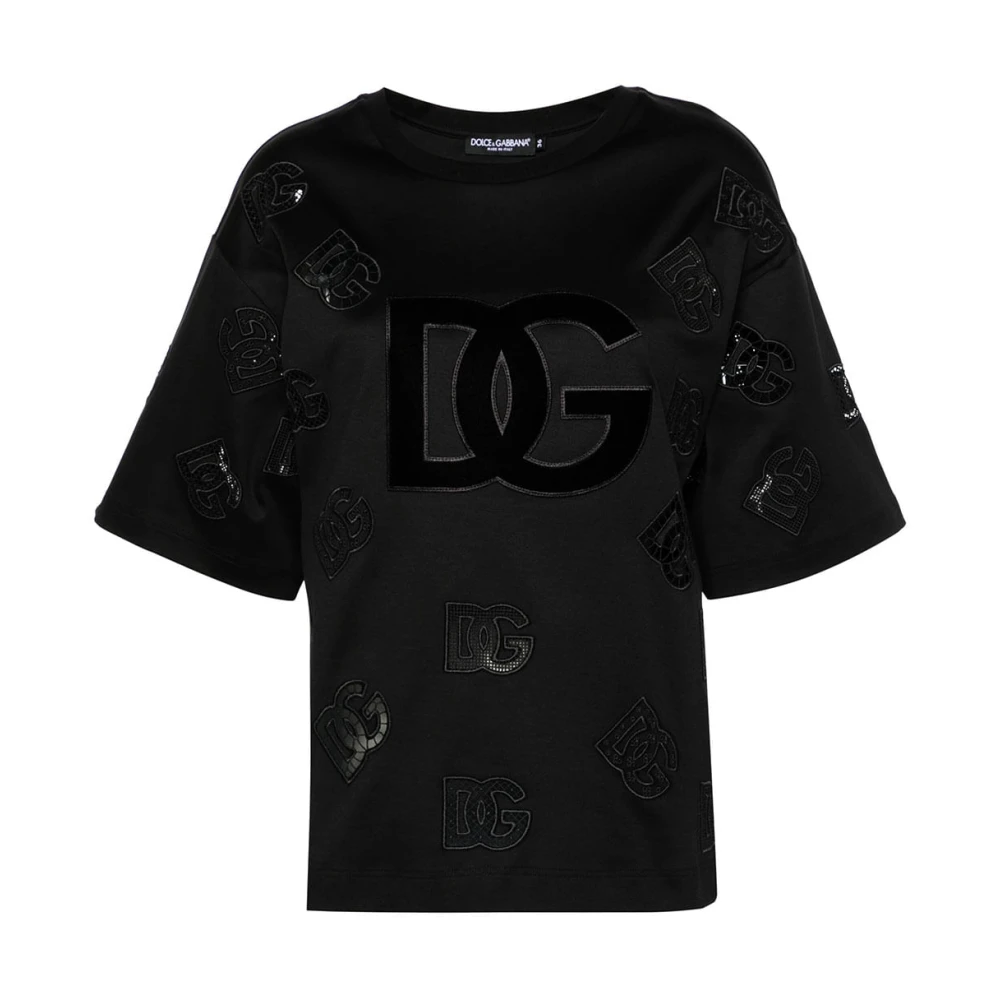 Dolce & Gabbana Casual Katoenen T-Shirt met Uniek Ontwerp Black Dames