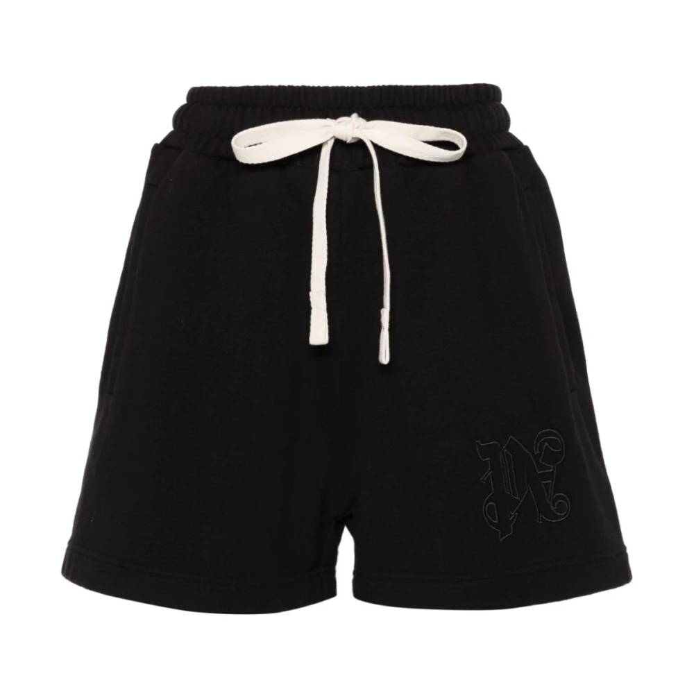 Palm Angels Women's Black Short Shorts, M, Logo Cotton Shorts