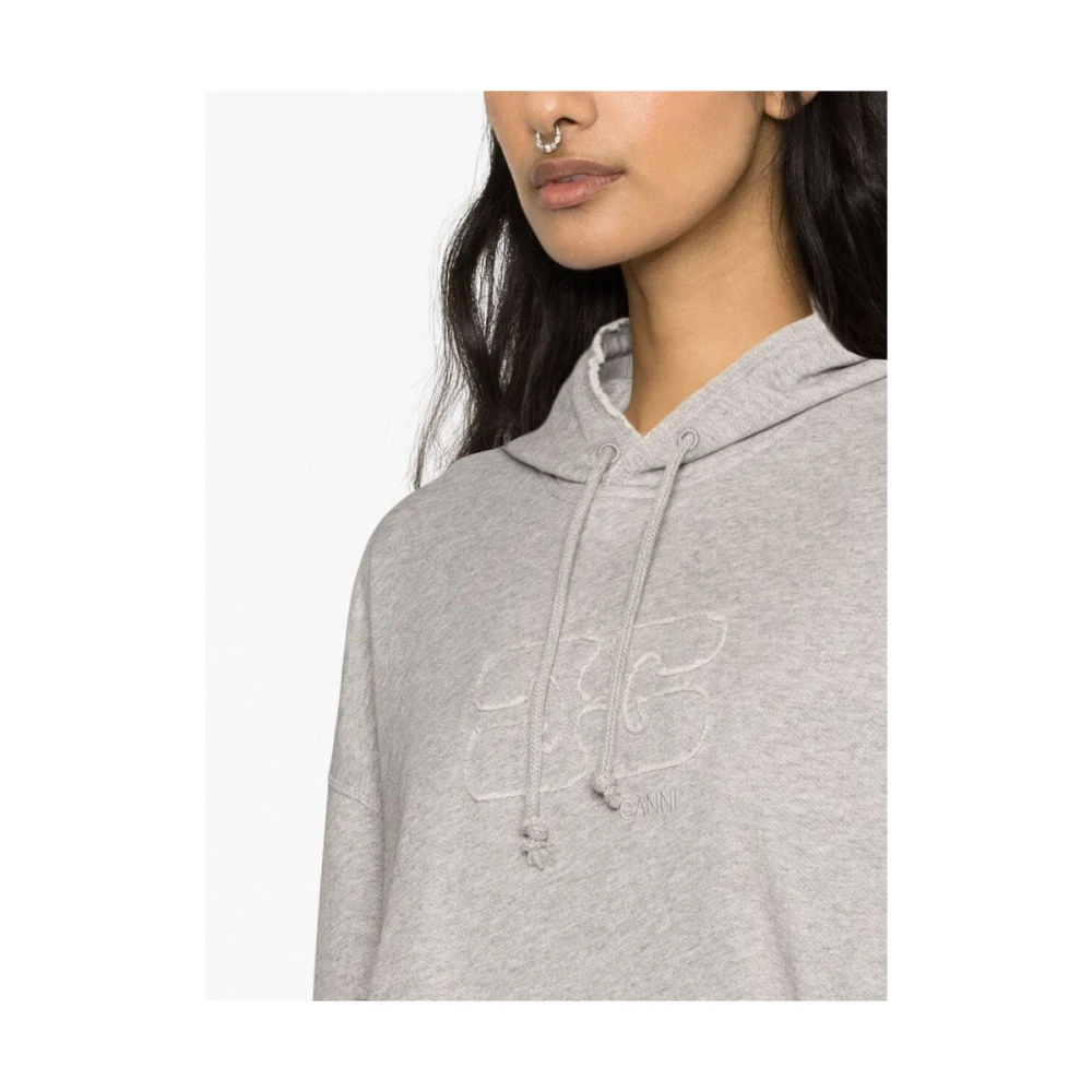 Ganni Sweatshirt met reliëf logo Gray Dames