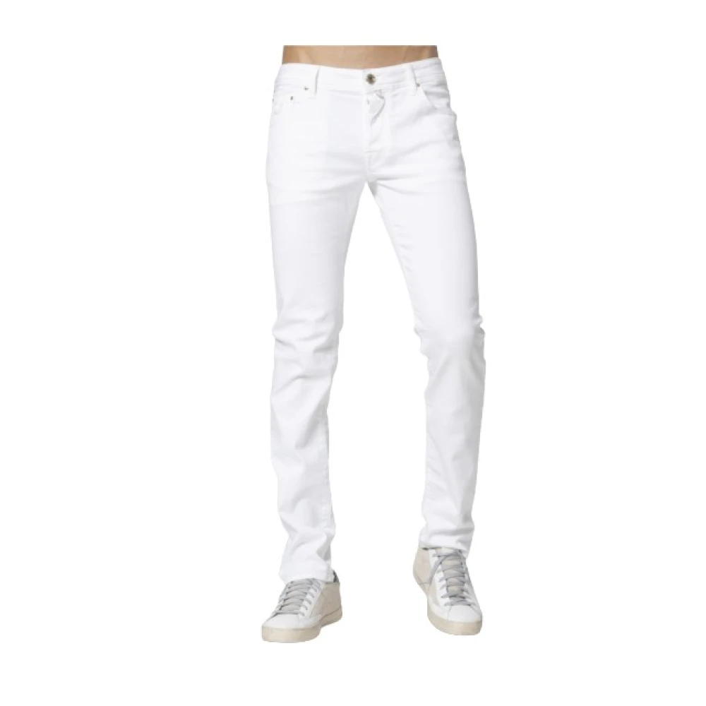 Jacob Cohën Herr Vit Jeans W37, Bomull, Nick Slim-Fit Jeans
