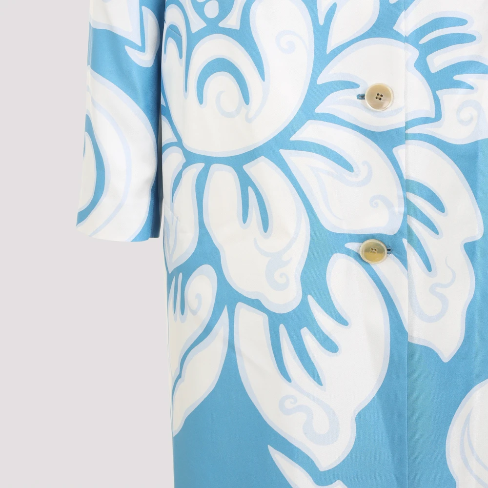 ETRO Blauwe Bedrukte Caban Jas Blue Dames