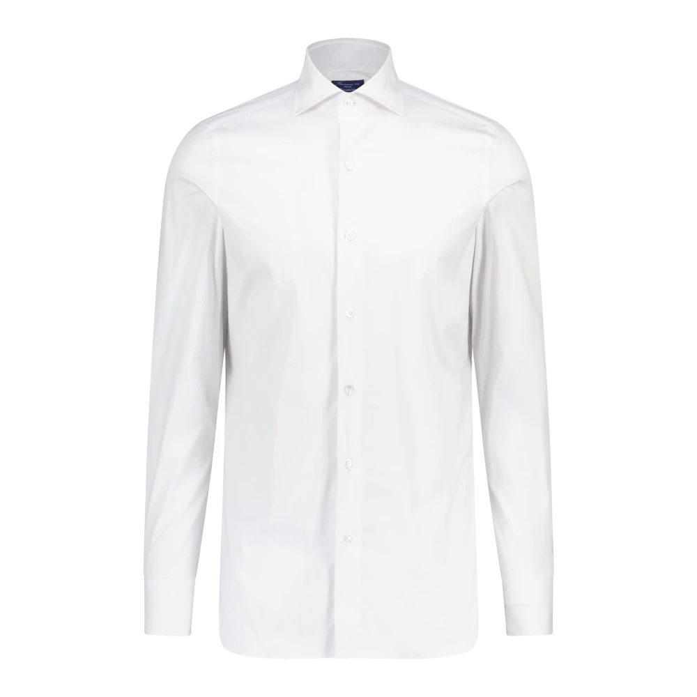 Finamore Stretch Katoenen Overhemd Gemaakt in Italië White Heren