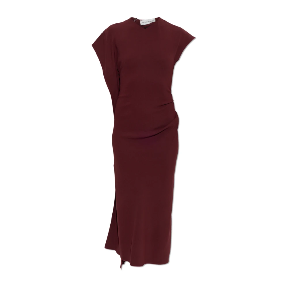 Victoria Beckham Red Midi Dresses, Female, S, Waist-Draped Dress