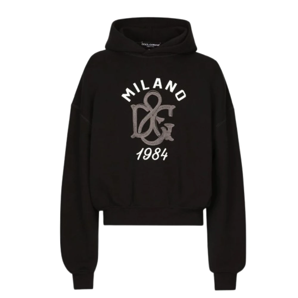 Dolce & Gabbana Logo Hoodie Sweatshirt met Klassieke Stijl Black Heren