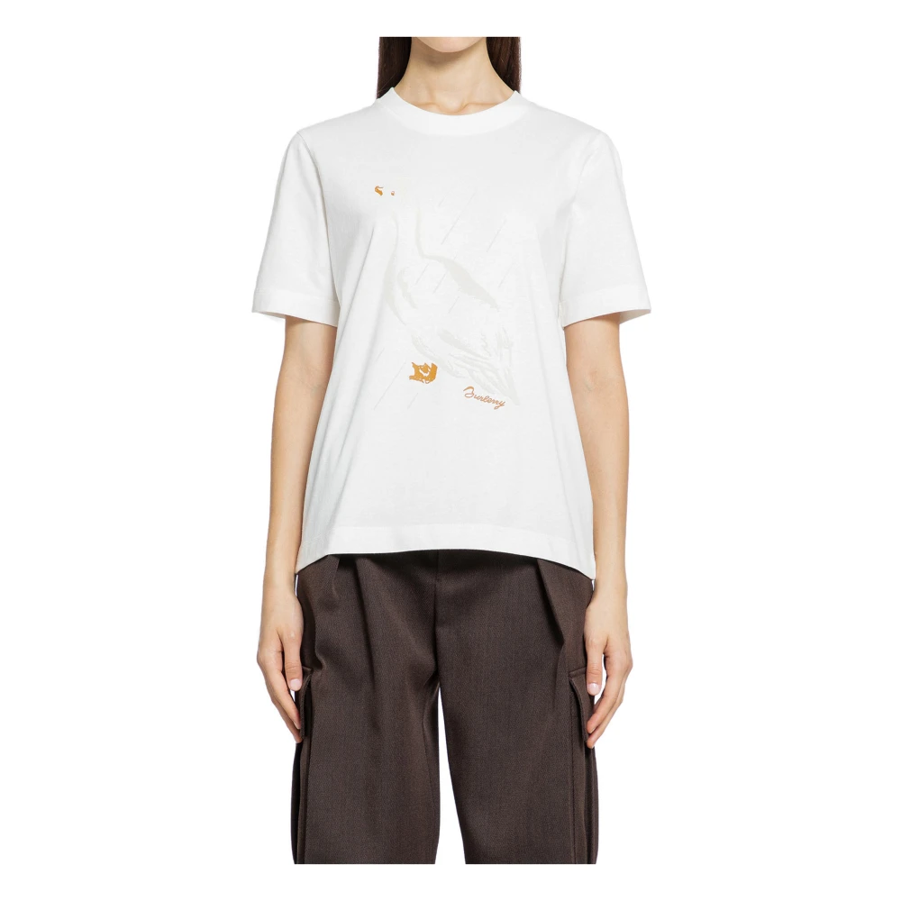 Burberry Eend Grafisch Logo Print T-Shirt White Dames
