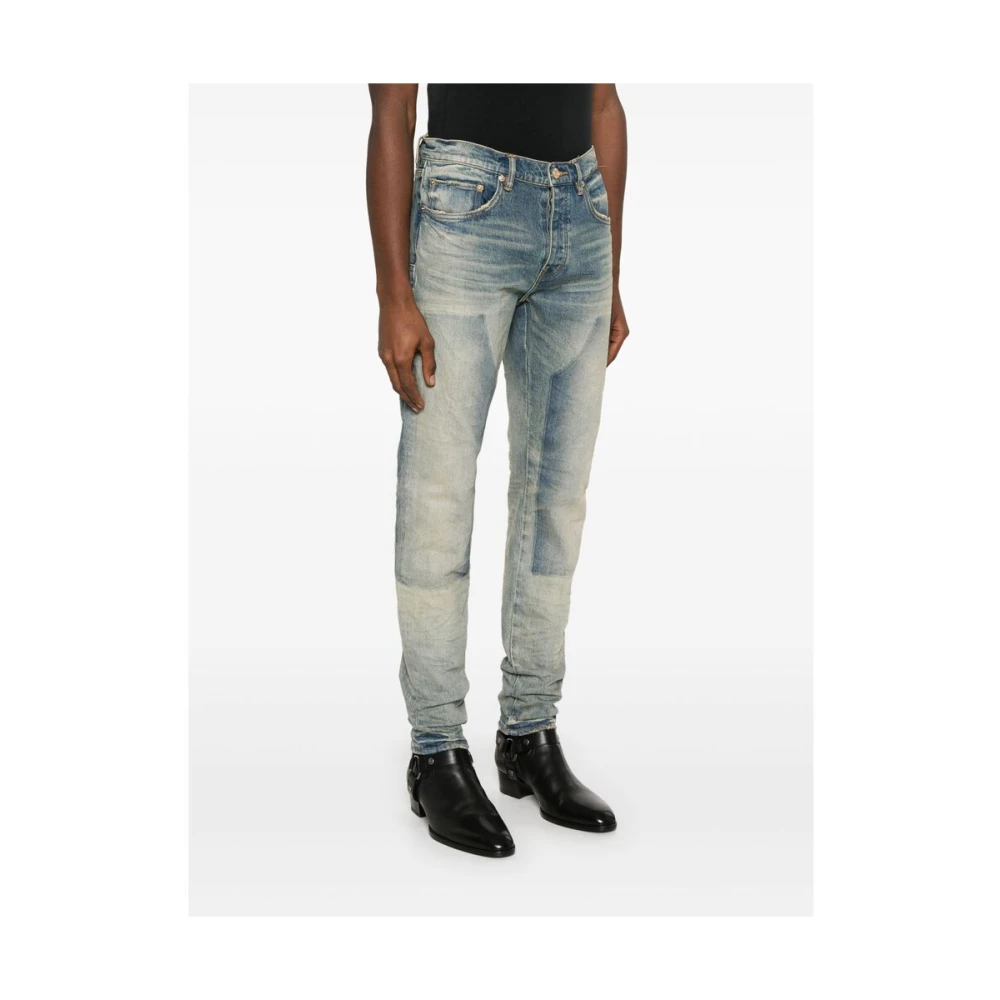 Purple Brand Indigo Blauwe Klassieke Jeans met Logopatch Blue Heren
