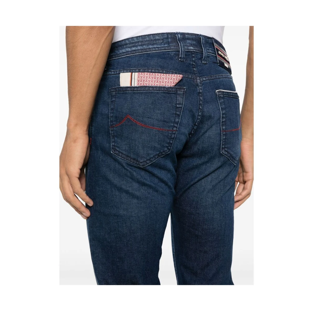 Jacob Cohën Indigo Blauwe Klassieke Vijf Zak Jeans Blue Heren