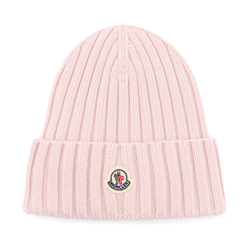 Moncler Geborduurde Logo Wollen Muts Pink Dames