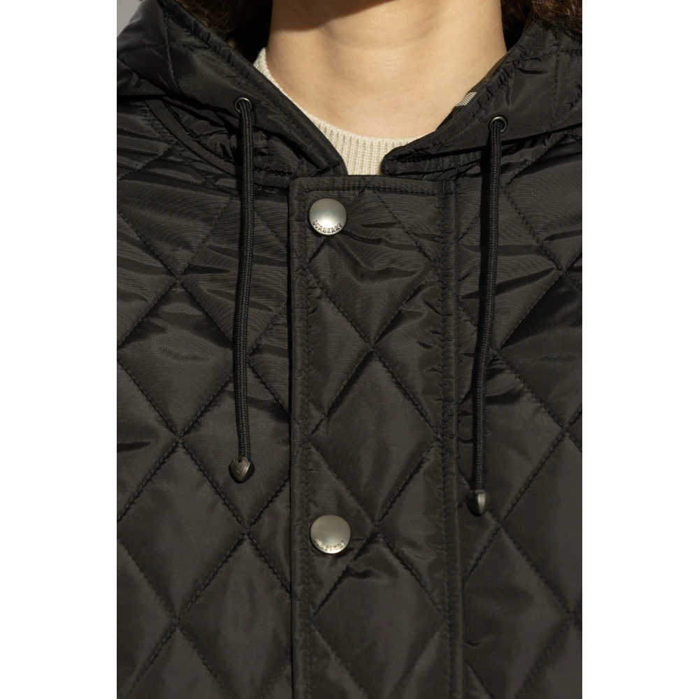 Burberry Gewatteerde jas met capuchon Black Dames