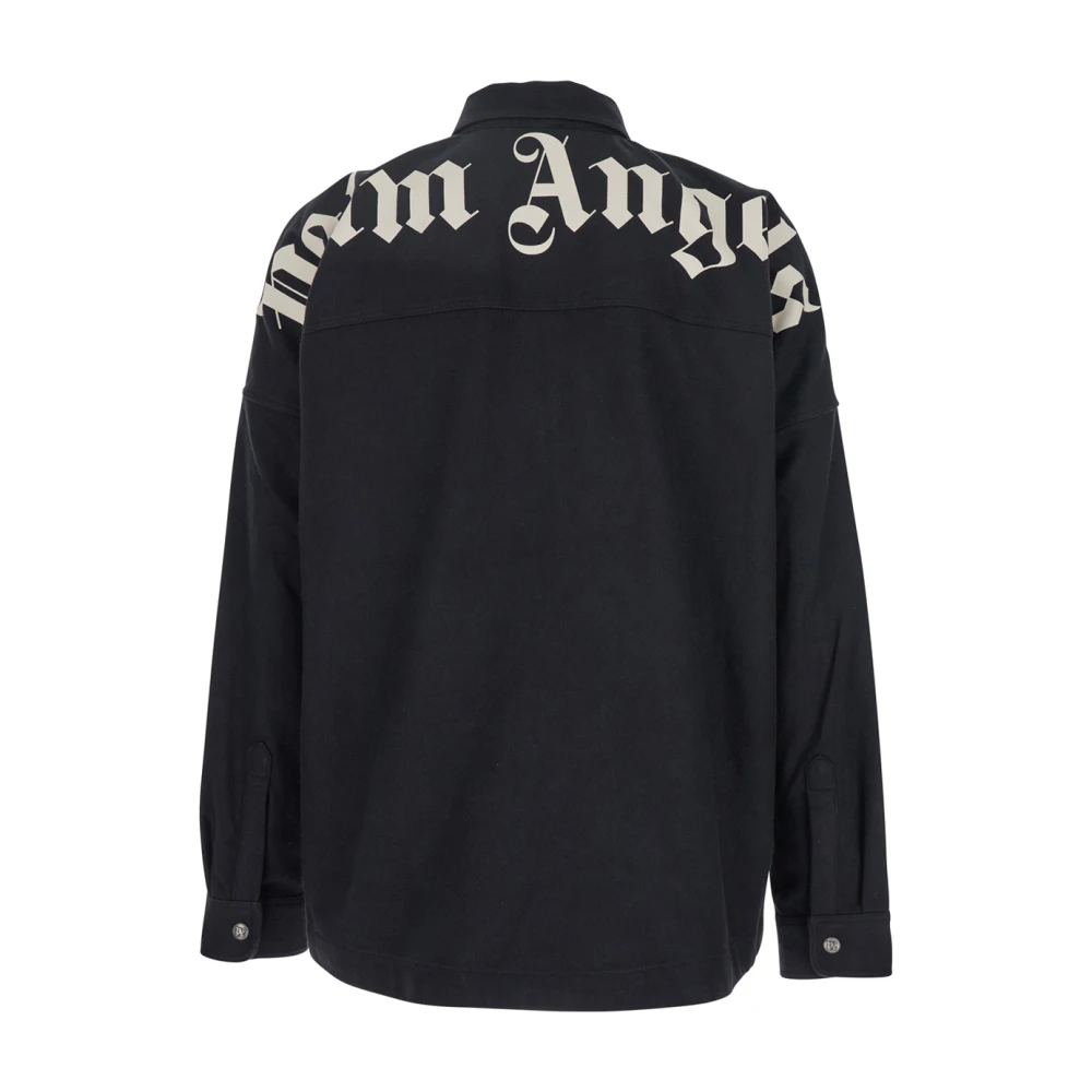Palm Angels Zwart Logo Oversized Katoenen Shirt Black Heren