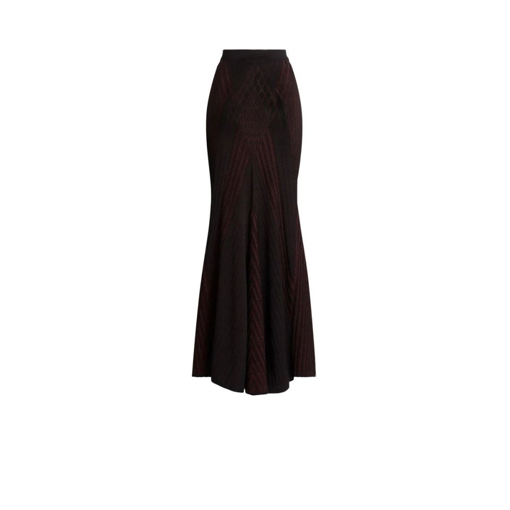 Roberto Cavalli Black Maxi Skirts, Female, Xs, Art Deco Geometric Knit Skirt