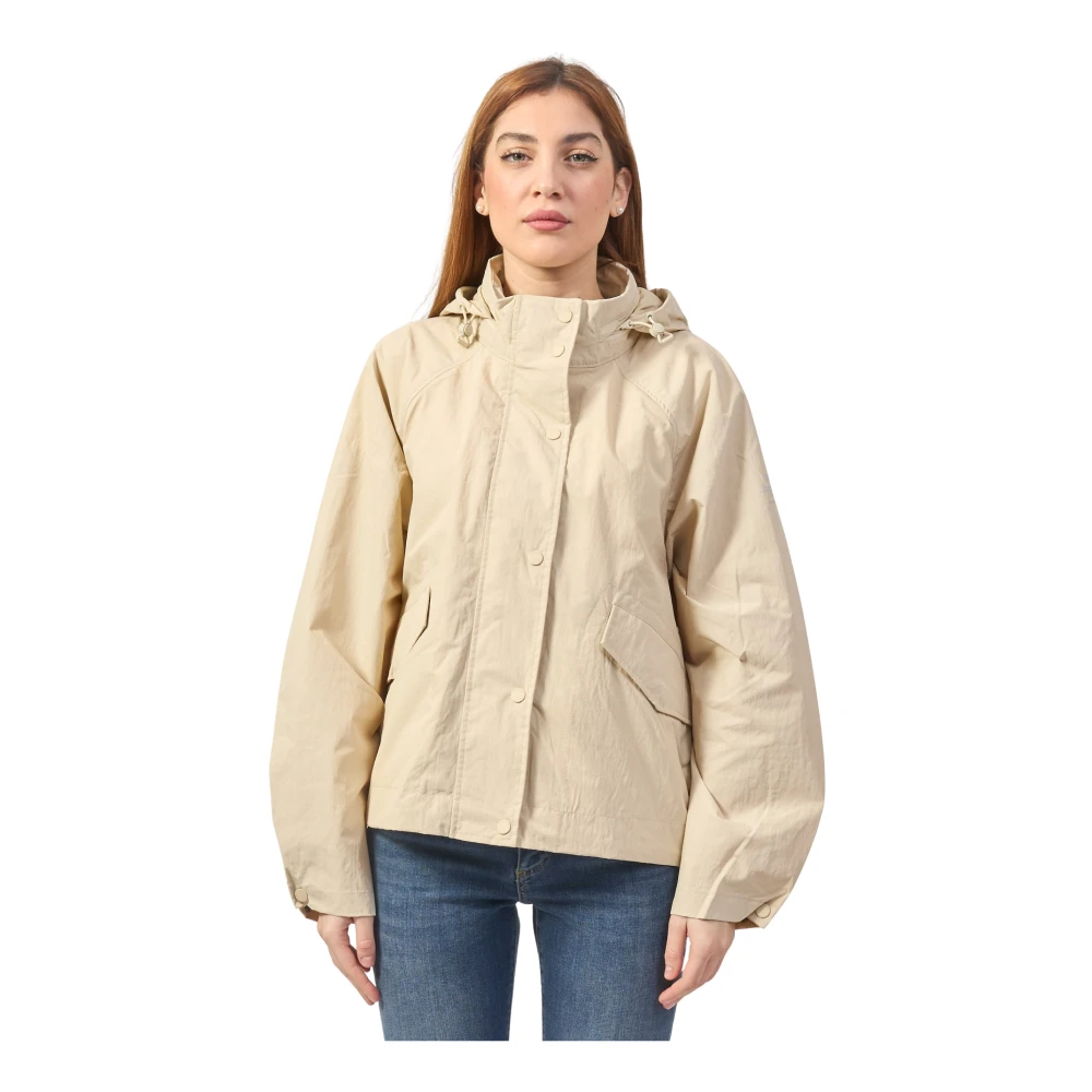 Ecoalf Beige Lente Hoodie met Knopen Beige Dames