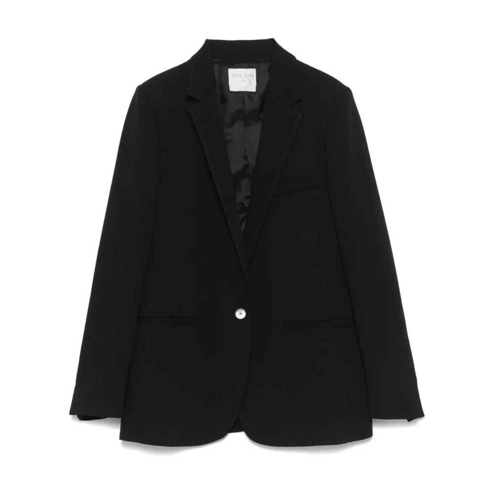 Forte Forte Black Blazers, Female, L, Chic Viscose Jacket