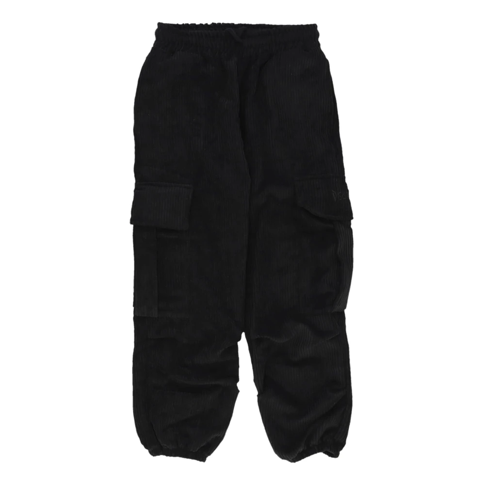 Disclaimer Fluwelen Cargo Broek Zwart Elastische Taille Black Heren