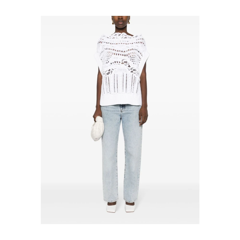 Ermanno Scervino Gehaakte Gebreide Witte Trui Ss25 White Dames