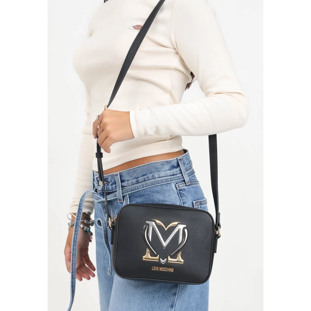 Love Moschino Zwarte schoudertas met monogramlogo Black Dames