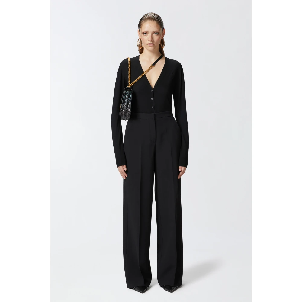 pinko Elegante Palazzo Broek in Stretch Crepe Black Dames