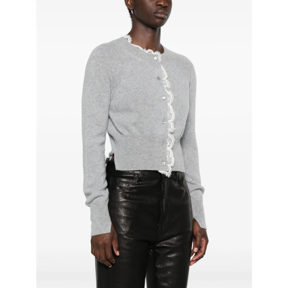 Ermanno Scervino Grijze Cashmere Gebreide Trui Kantafwerking Gray Dames