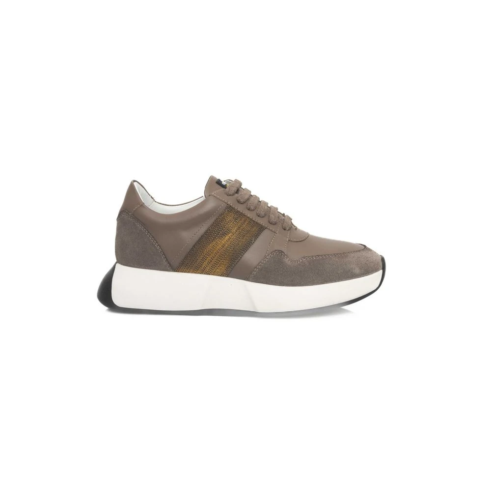 Cerruti 1881 Women's Beige Genuine Leather Platform Sneaker