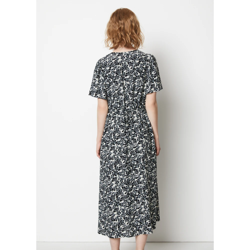 Marc O'Polo Jurk met elastische taille en uitlopende rok Black Dames
