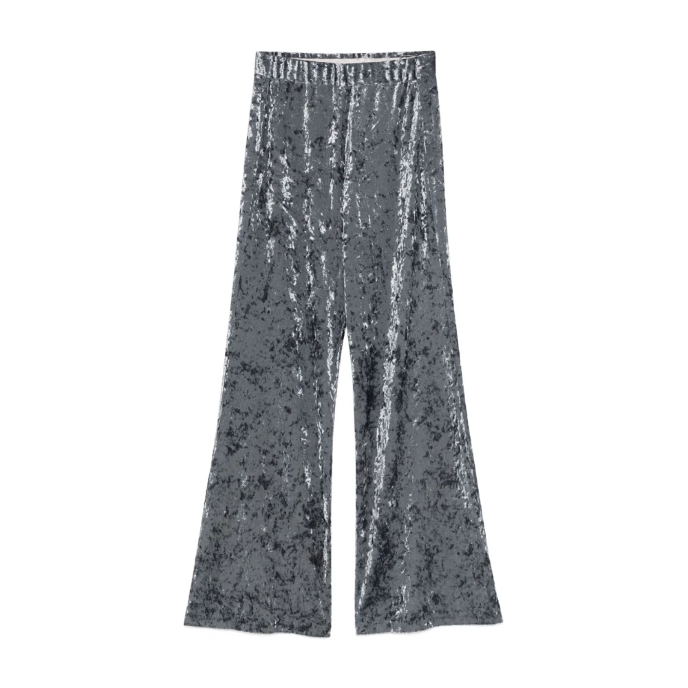 Forte Forte Women's Gray Crushed Velvet Flared Leg Trousers - Wide Trousers - Xs - Trousers
