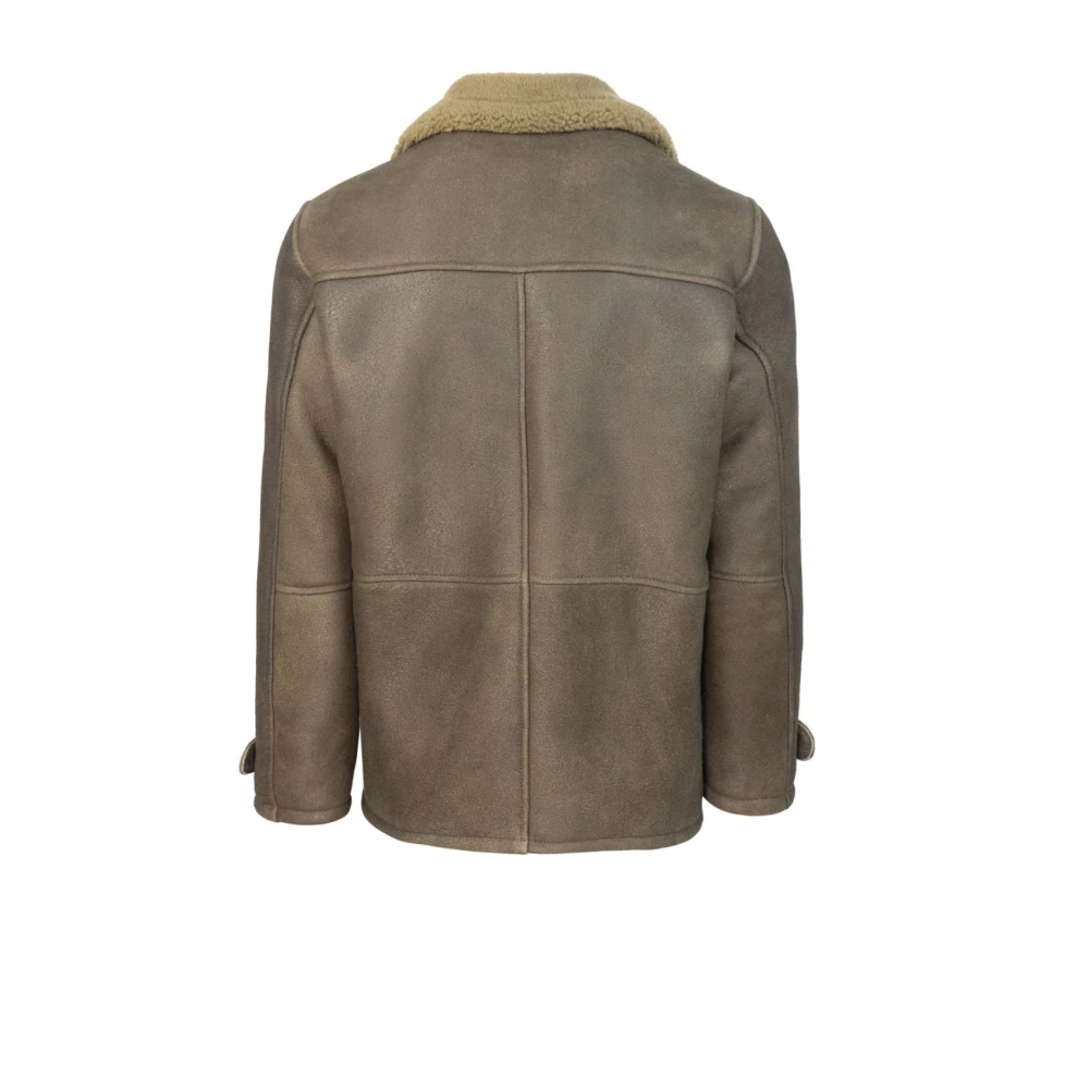 Dfour Bruine Suède Double-Breasted Jas Brown Heren