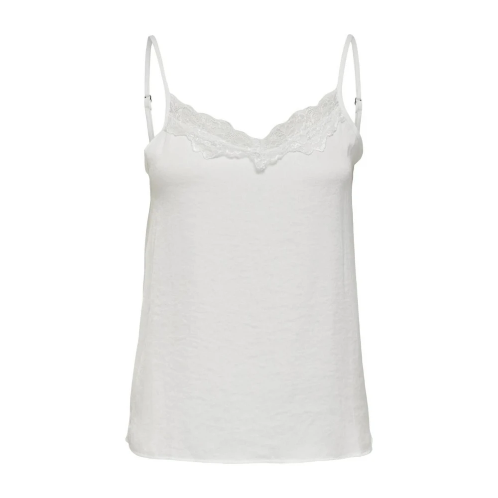 Hvit Cami Topp Ermeløs Scoop Neck