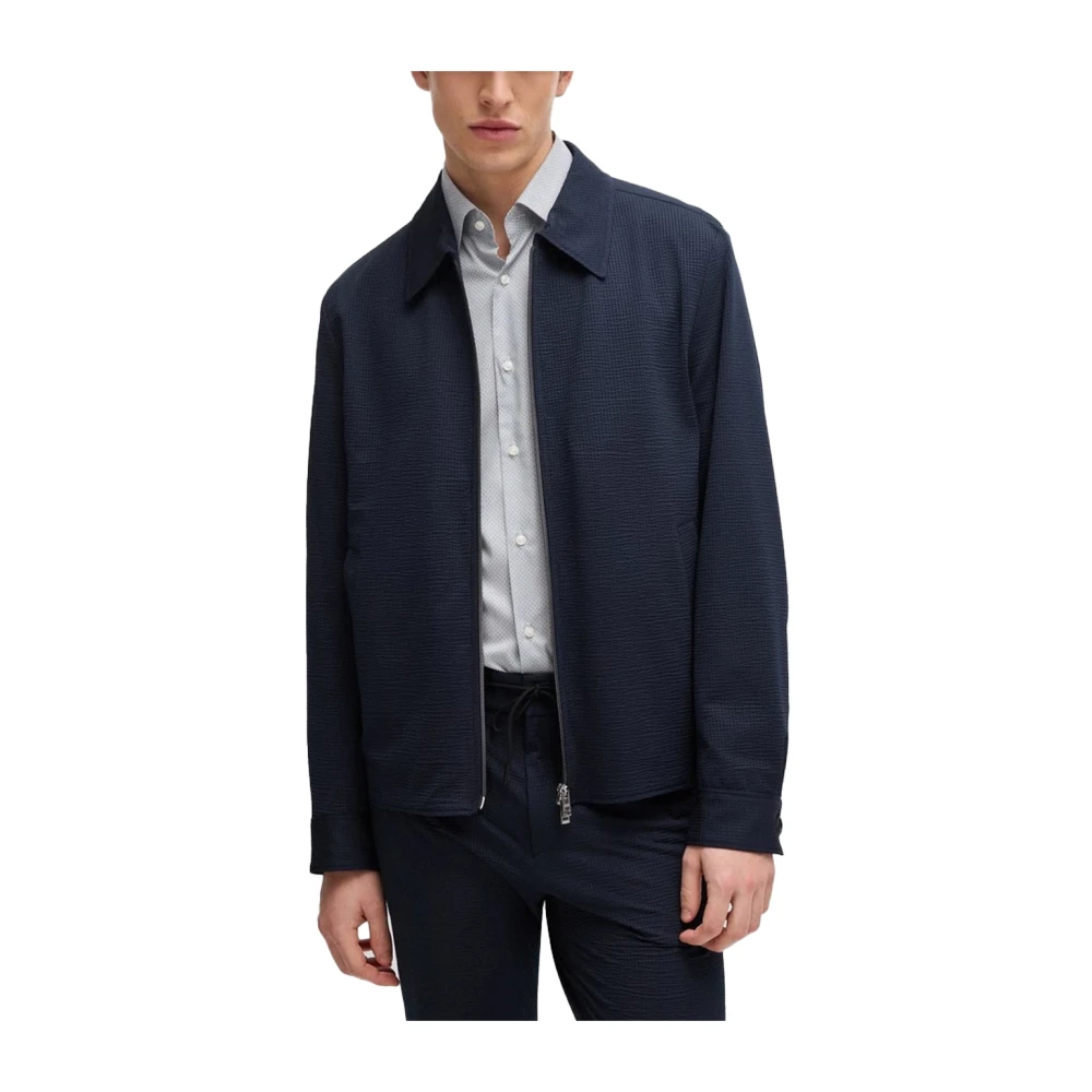 Hugo Boss Stijlvolle Herenoverhemdjasje Blue Heren