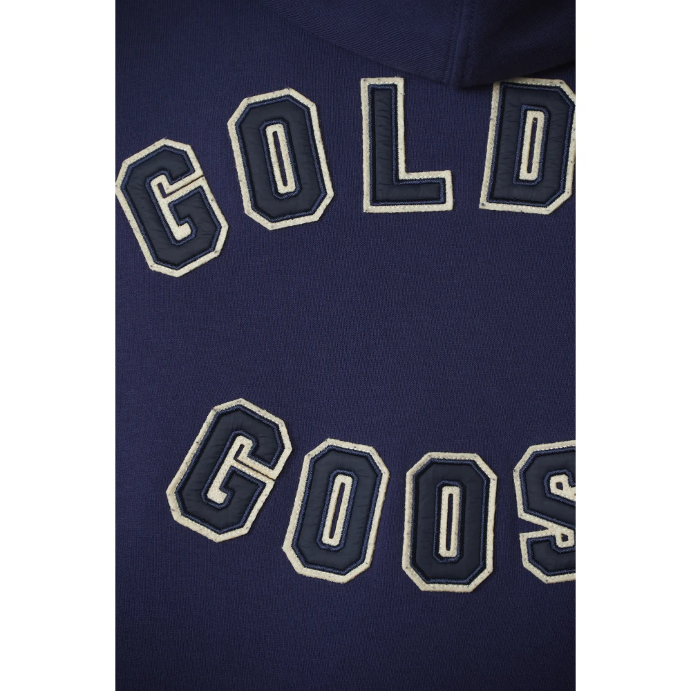 Golden Goose Reis Hoodie met Gouden Patches Blue Heren