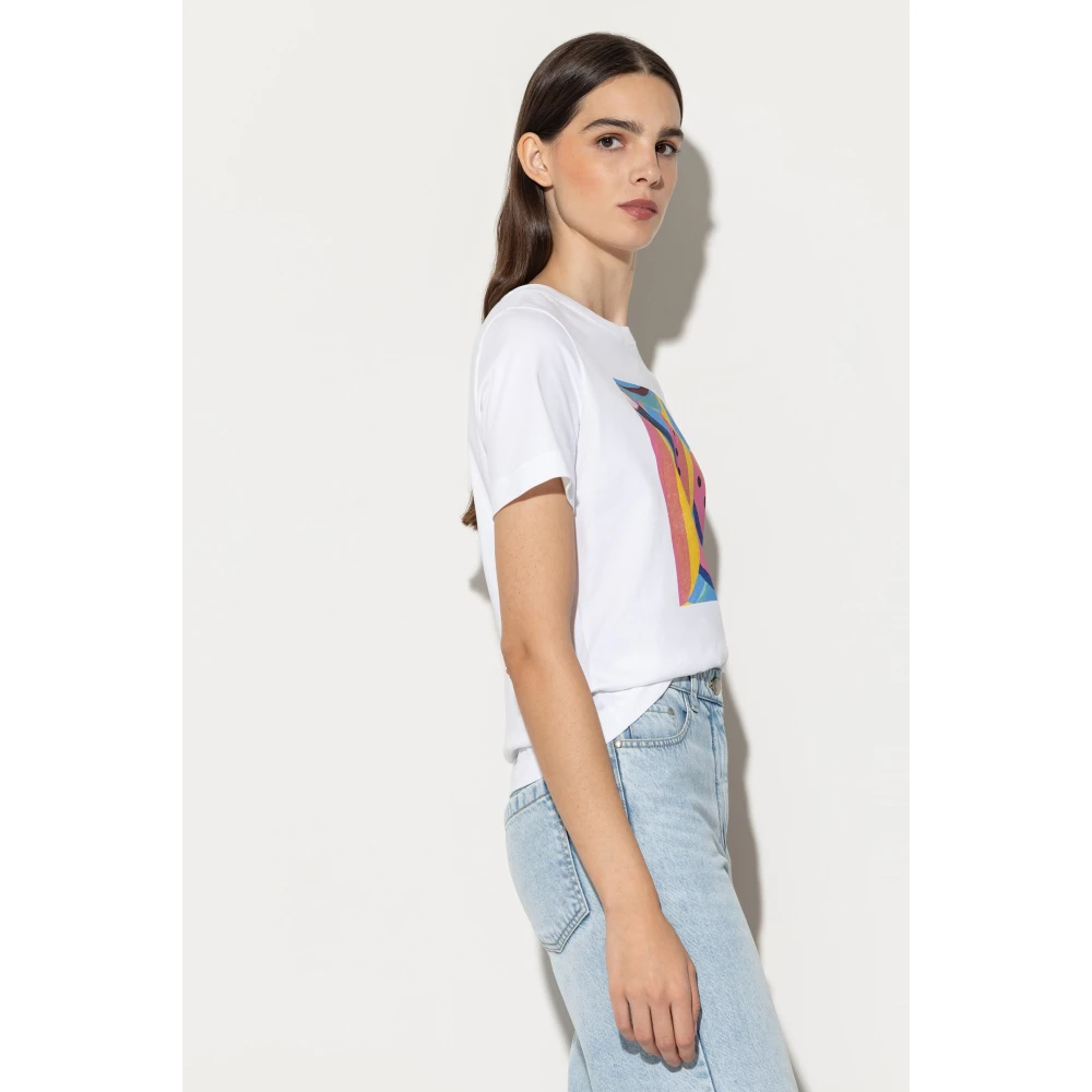 LUISA CERANO Abstract Print T-Shirt Multi Kleur White Dames