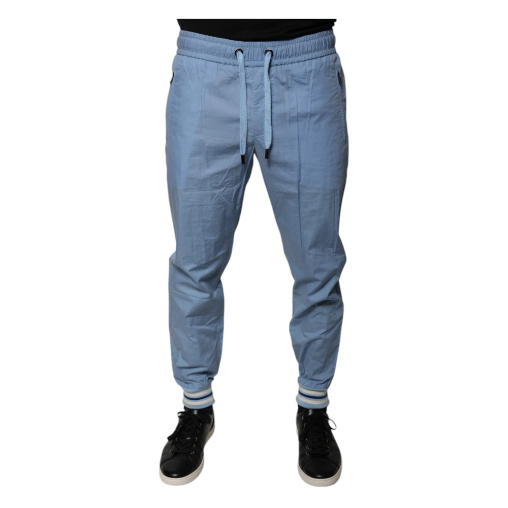 Dolce & Gabbana Blauwe Katoenen Jogger Sweatpants met Trekkoord Blue Heren