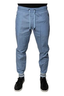Blå Bomull Jogger Sweatpants med Dragsko