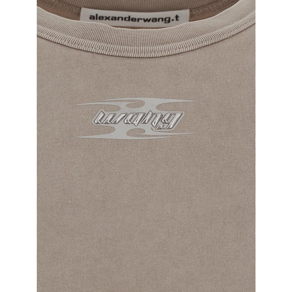 T by Alexander Wang Katoenen Shrunken Tee Beige Dames