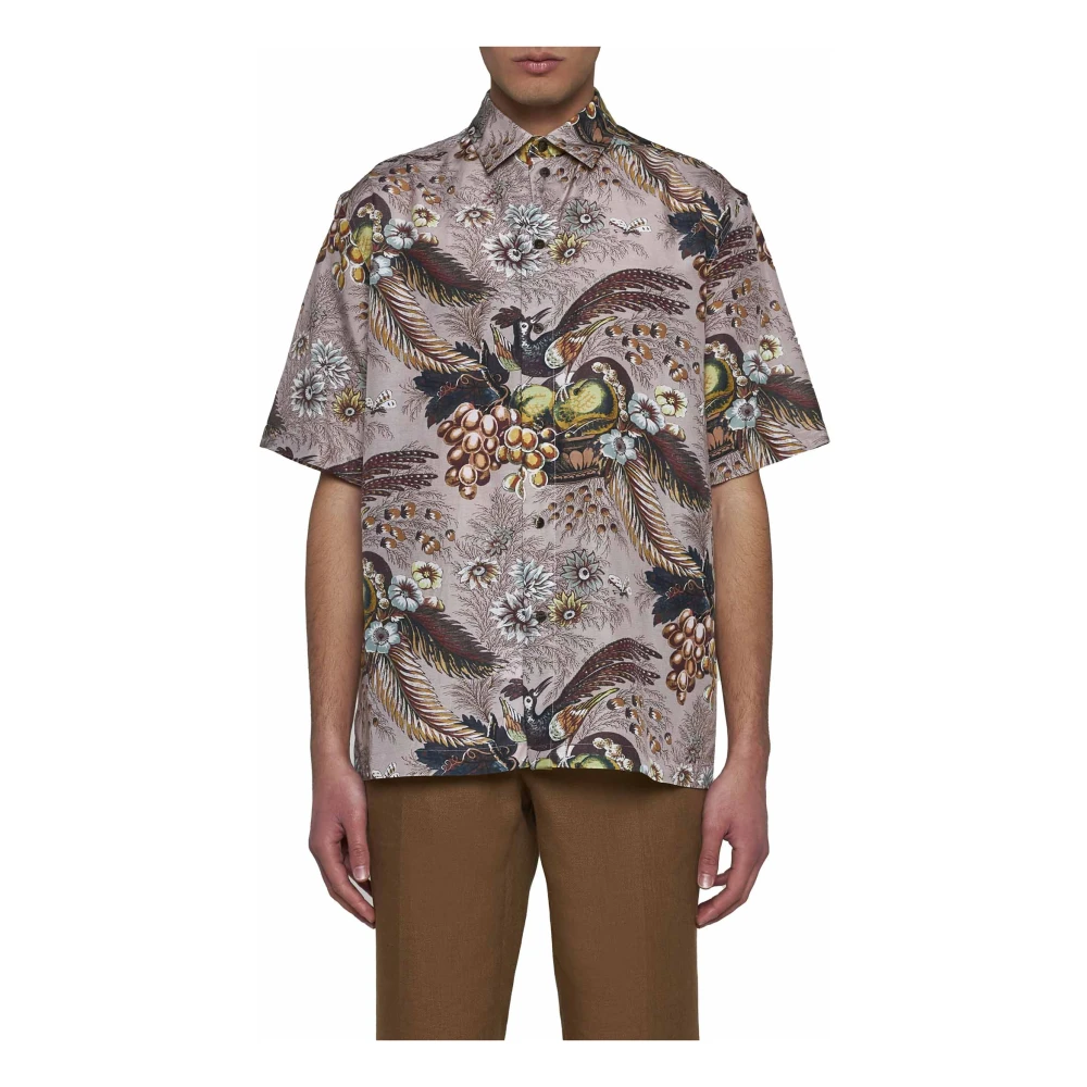 ETRO Bloemen Streep Camp Kraag Shirt Multicolor Heren