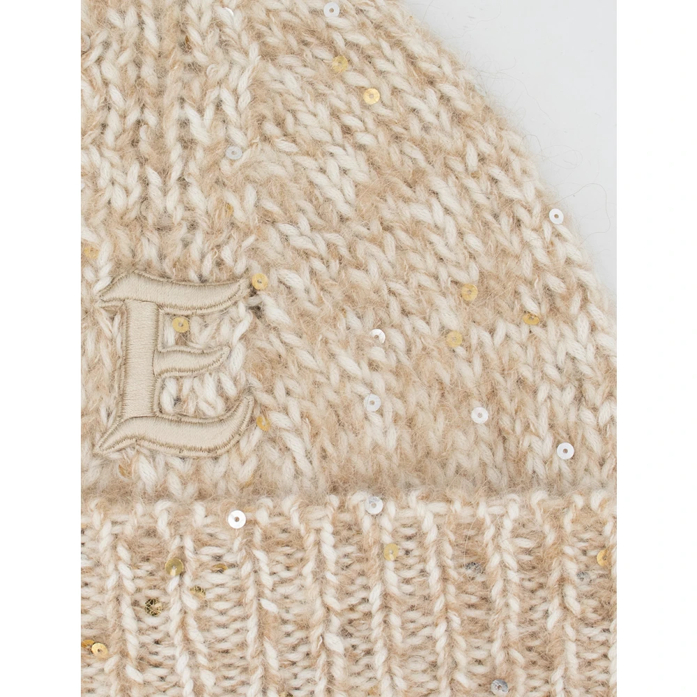 Ermanno Scervino Zachte Gebreide Beanie Muts Beige Dames