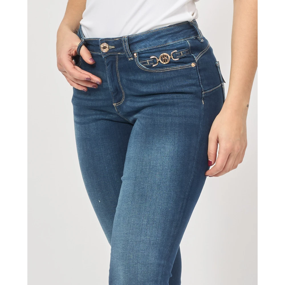 Fracomina Blauwe Bootcut Jeans met Push-Up Effect Blue Dames