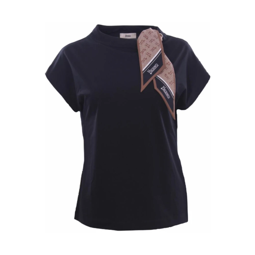 Herno T-shirt met afneembare sjaal Blue Dames