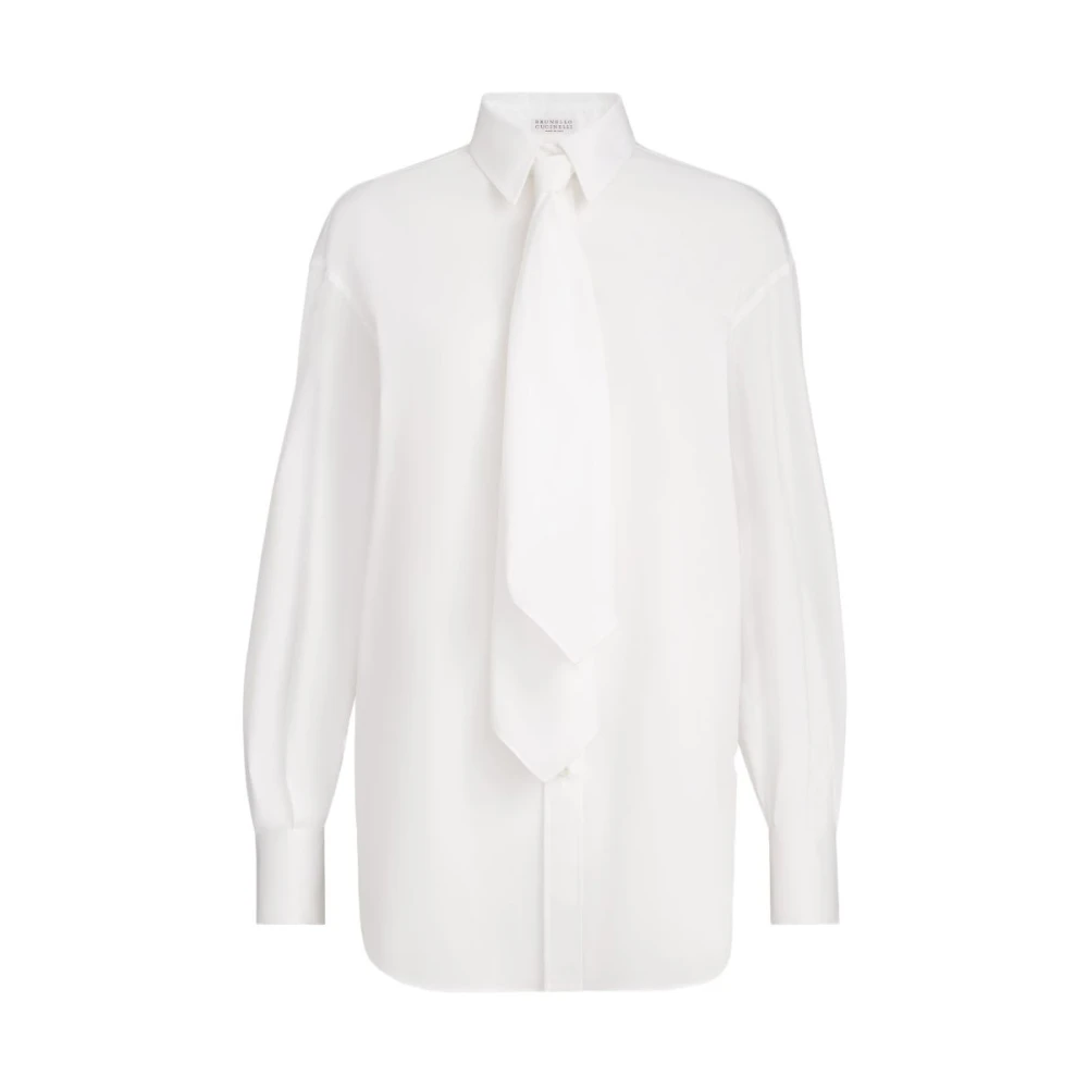 Brunello Cucinelli Stretch Cotton Shirt - Female - Shirts - White - M - Blouses & Shirts